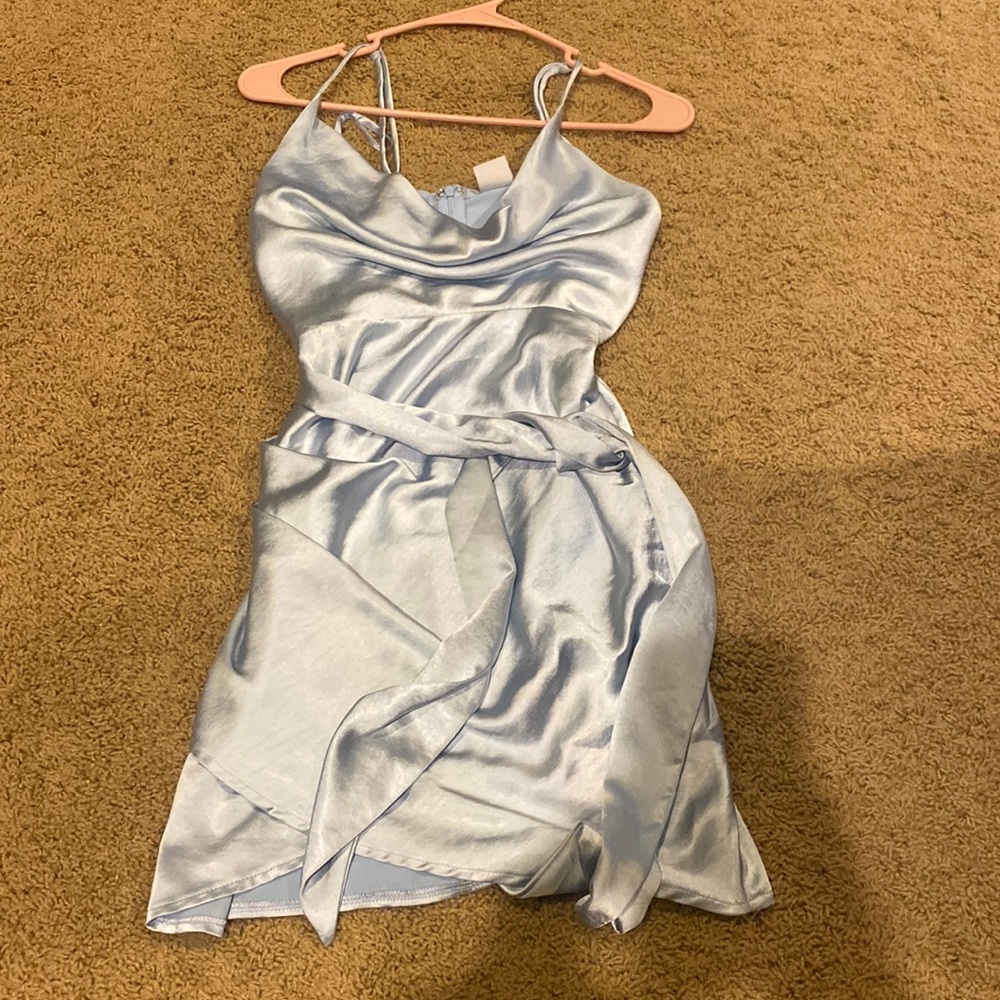 satin cowl neck dress